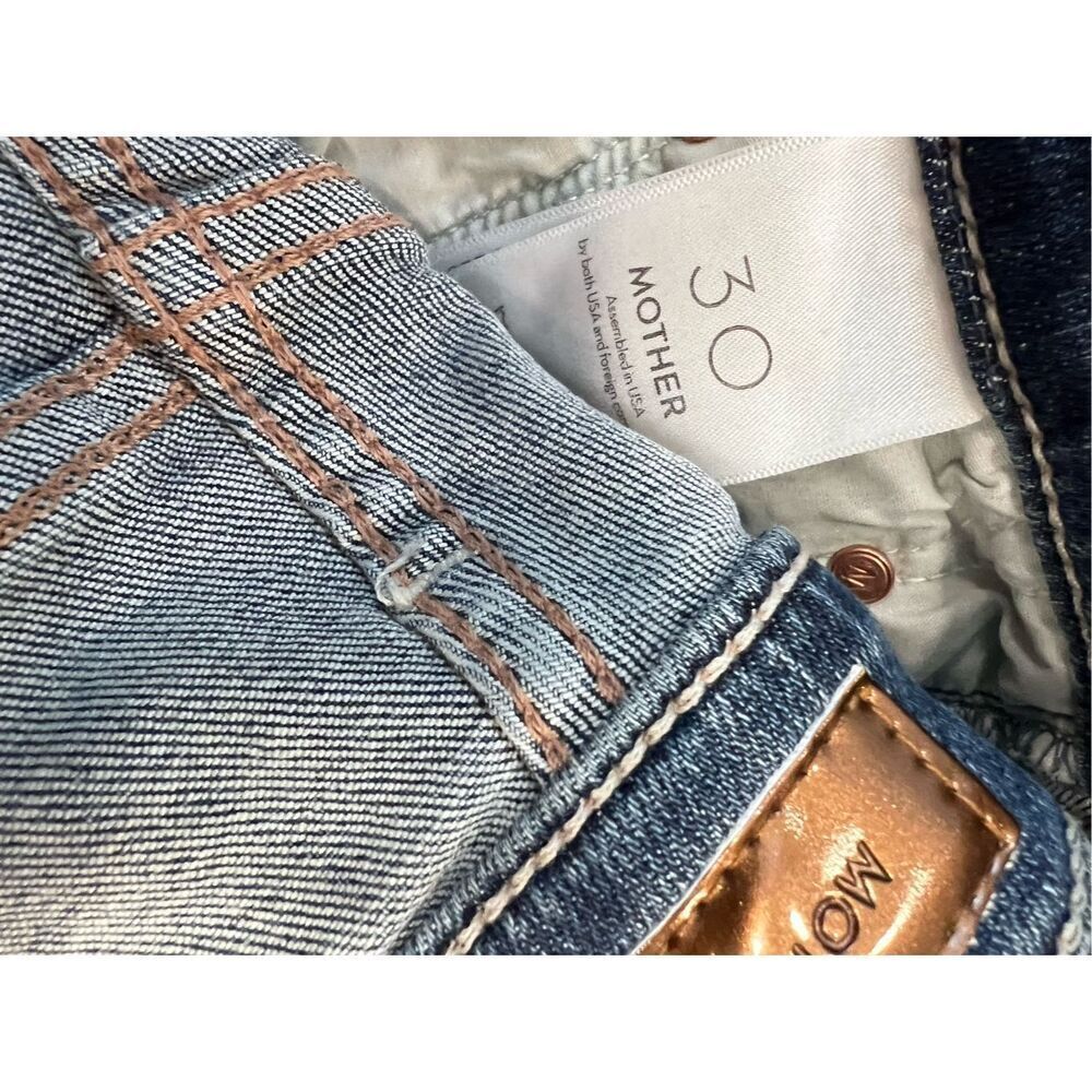 MOTHER Blue Distressed Cropped Ankle Jeans - Picture 8 of 10